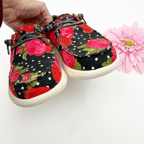 Ariat X Rodeo Quincy Punchy Polka Dot Hilo Shoes Floral Rose Print Slip On - Picture 5 of 12